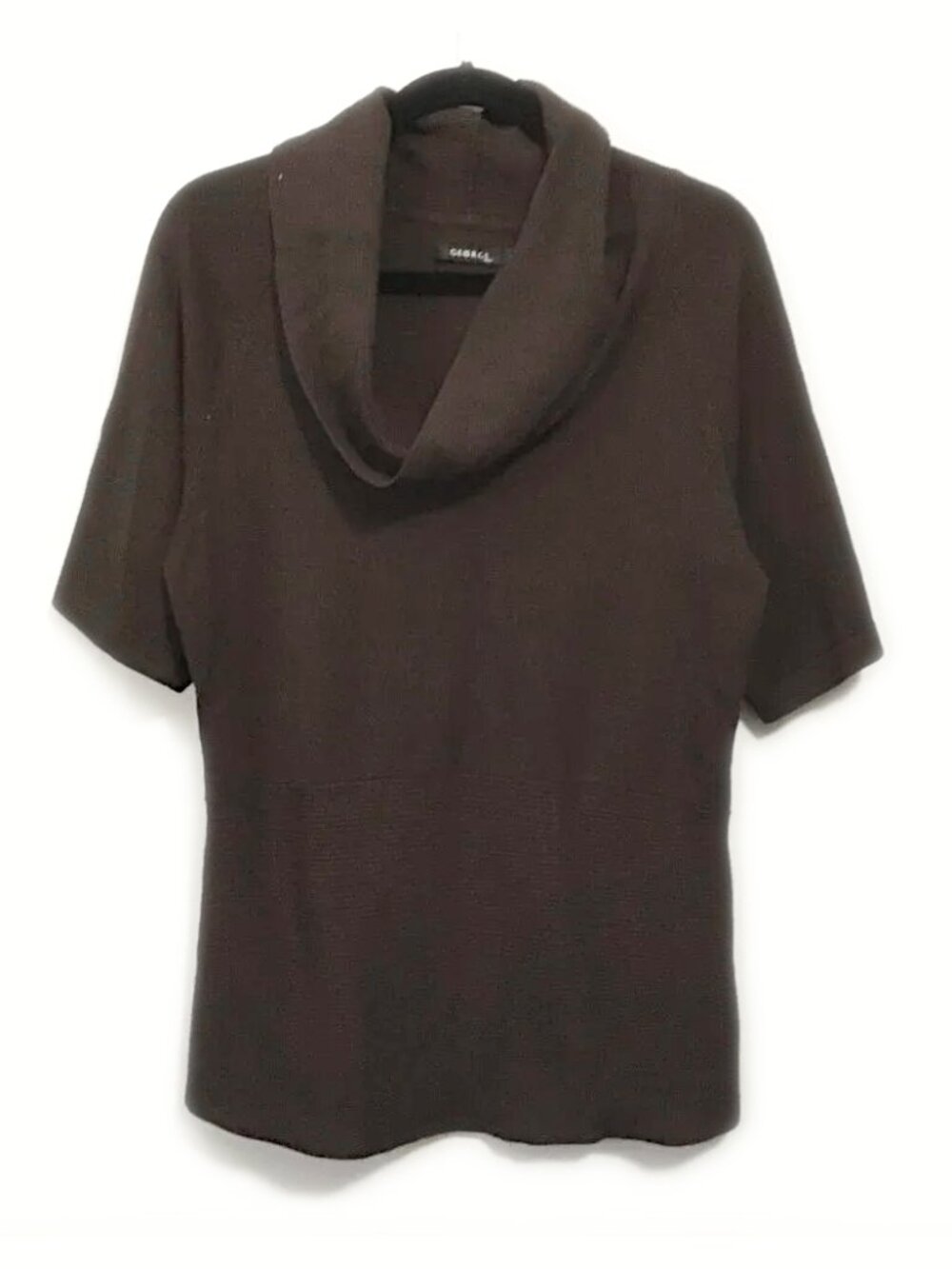 Y2K High Ribbed Waist Espresso Brown Cowl Neck Sweater L